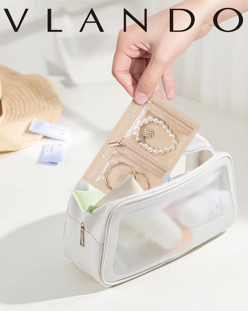 Jewelry Storage Box, Storage Bag, Convenient Jewelry Storage Book Ring Binder, Transparent Zipper Velvet Jewelry Bag, Travel Ess