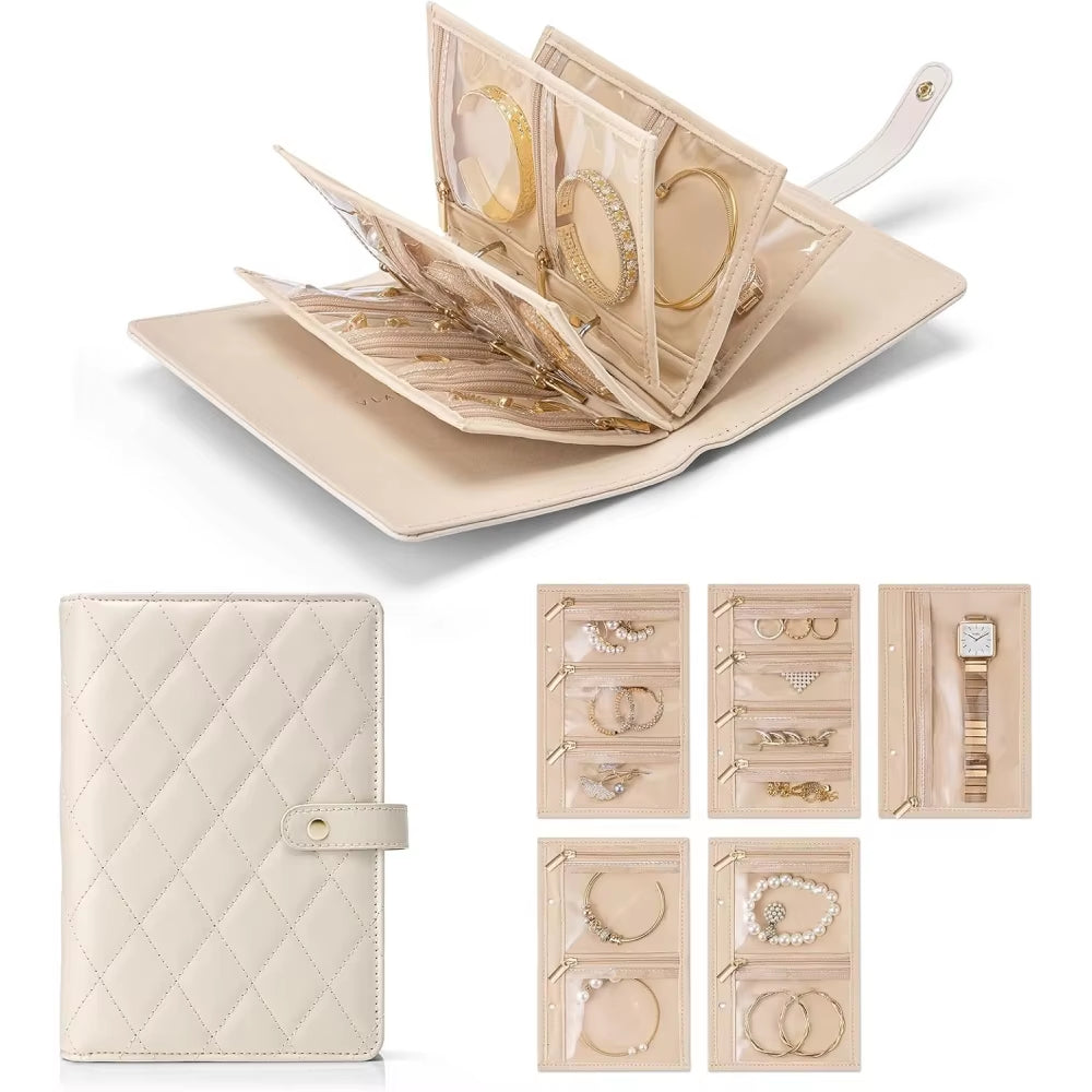 Jewelry Storage Box, Storage Bag, Convenient Jewelry Storage Book Ring Binder, Transparent Zipper Velvet Jewelry Bag, Travel Ess