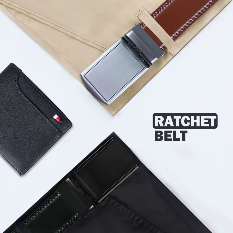 Original Genuine Leather Cowhide Belt for Men - Adjustable Automatic Buckle Versatile Casual Business Style Durable Alloy Buckle