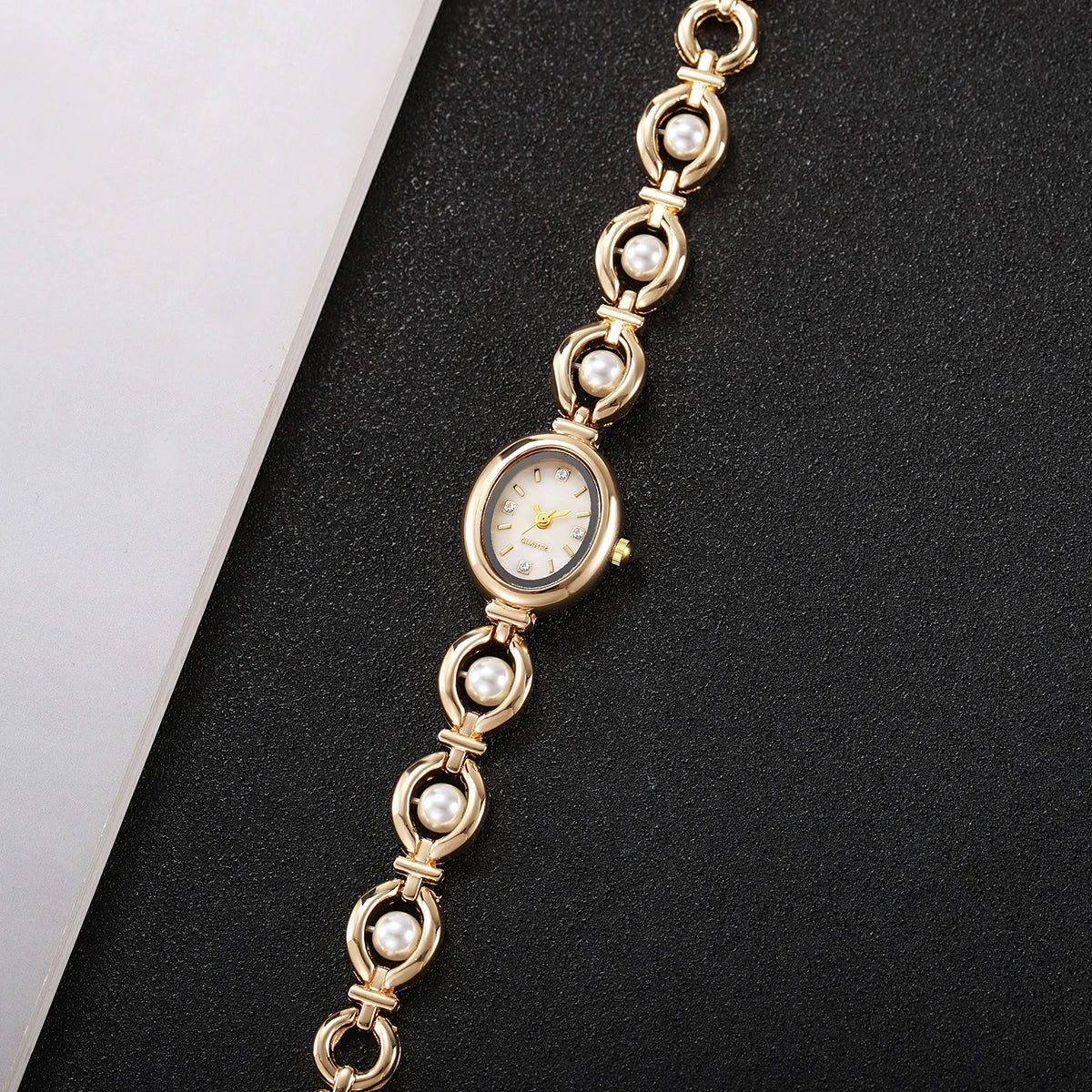 Elegant Pearl Bracelet Women Quartz Wristwatch Fashion Diamond Ladies Watches Reloj Mujer (Without Box)