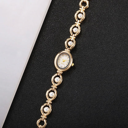 Elegant Pearl Bracelet Women Quartz Wristwatch Fashion Diamond Ladies Watches Reloj Mujer (Without Box)