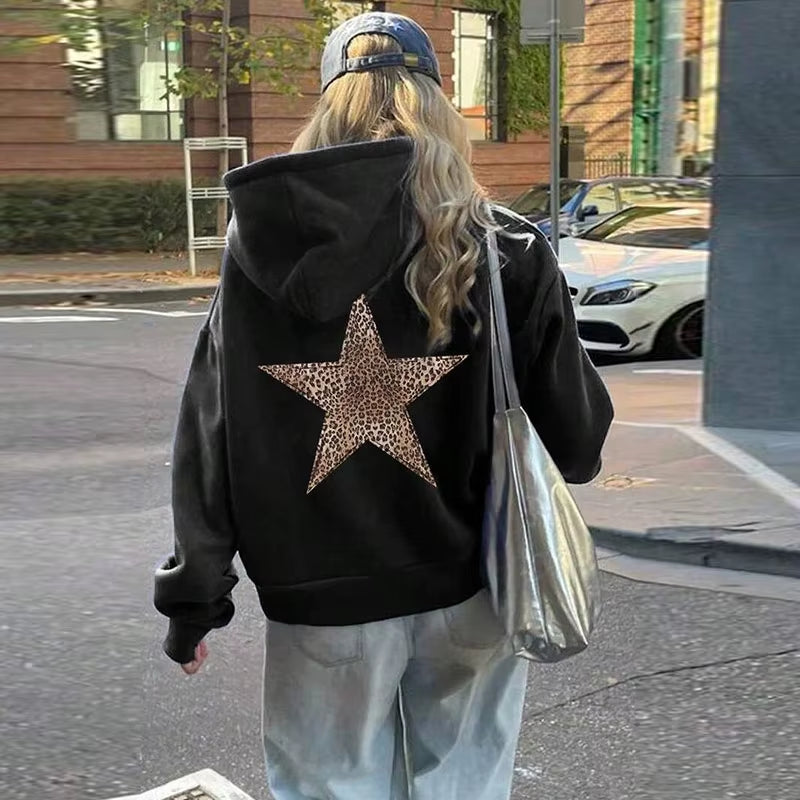 Casual Sequined Angel Wings Oversized Hoodie Women Loose Grey Long Sleeve Street Warm Pullover 2025 Winter Lady Daily Wear New