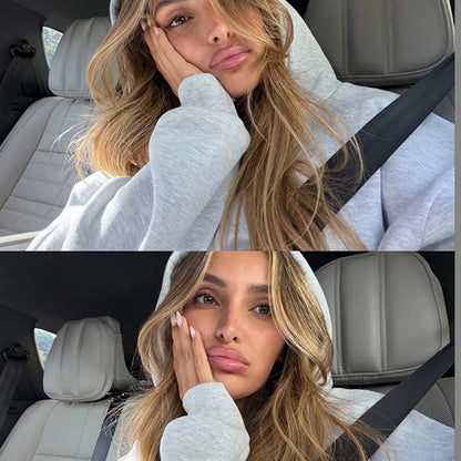 Casual Sequined Angel Wings Oversized Hoodie Women Loose Grey Long Sleeve Street Warm Pullover 2025 Winter Lady Daily Wear New