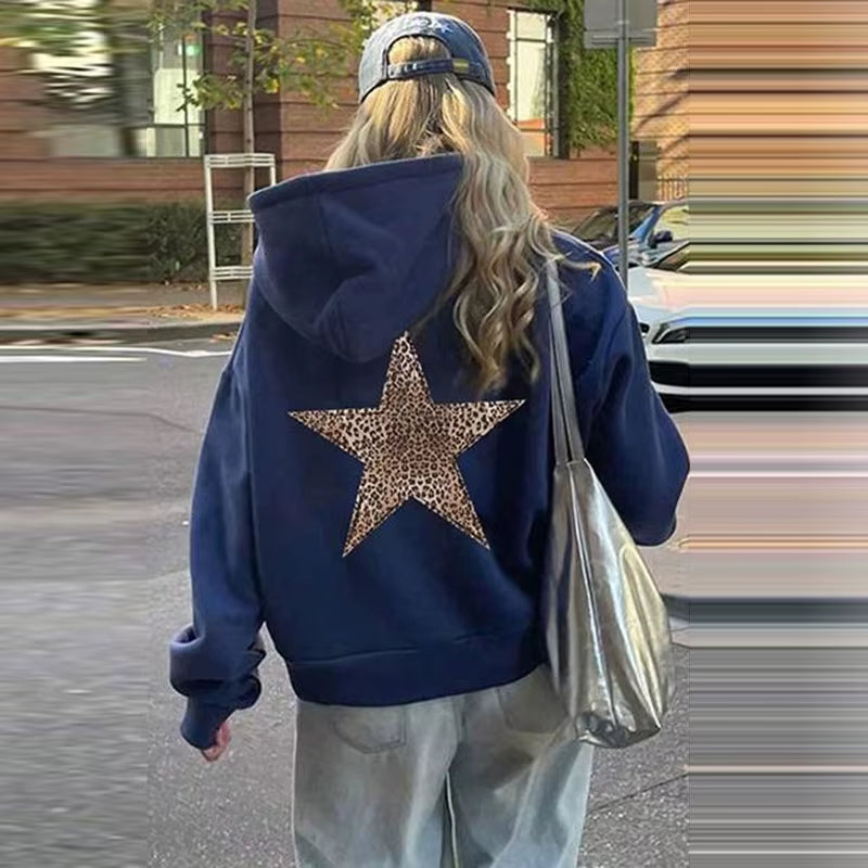 Casual Sequined Angel Wings Oversized Hoodie Women Loose Grey Long Sleeve Street Warm Pullover 2025 Winter Lady Daily Wear New